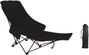Folding Chaise Lounge Chair Lounger 3 Gear Adjustable Angle Recliner Reclining Chair for Park Pool Hiking Sports Sunbathing, Black