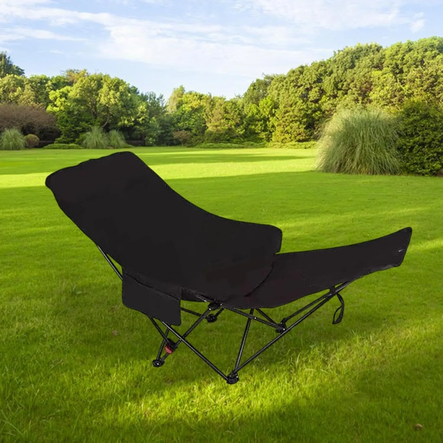 Folding Chaise Lounge Chair Lounger 3 Gear Adjustable Angle Recliner Reclining Chair for Park Pool Hiking Sports Sunbathing, Black