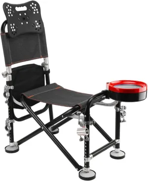 Folding Fishing Chair with Rod Holder, 13 Gear Adjustable Backrest Deck Chair, Heavy Duty Outdoor Fishing Chair for Camping, Hiking