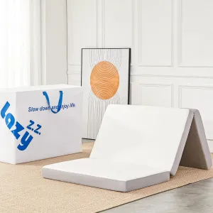 Folding Mattress, 4 Inch Memory Foam Foldable Mattress with Breathable & Washable Bamboo Fiber Fabric Cover, Tri-fold Floor Mattress Guest Bed for Camping, Road Trip, Single