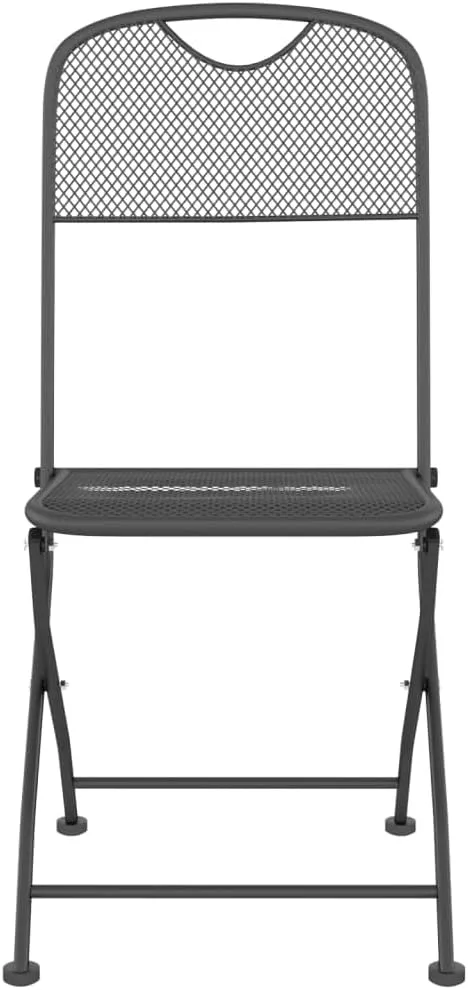 Folding Patio Chairs 2-Pack Anthracite Outdoor Furniture with Expanded Metal Mesh Foldable Lounge Chairs for Camping Beach Backyard (21.3"x15.7"x33.9")