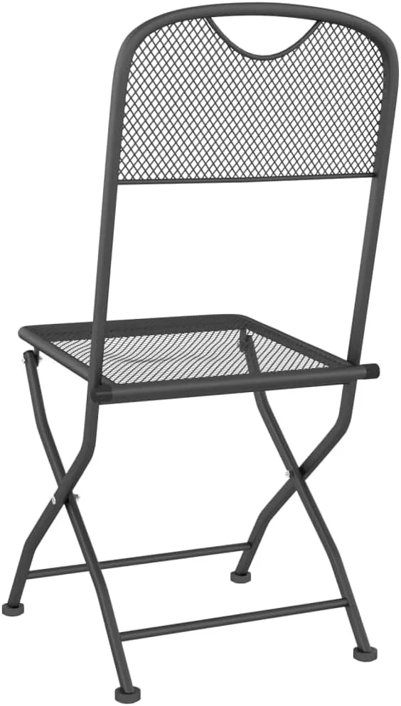 Folding Patio Chairs 2-Pack Anthracite Outdoor Furniture with Expanded Metal Mesh Foldable Lounge Chairs for Camping Beach Backyard (21.3"x15.7"x33.9")