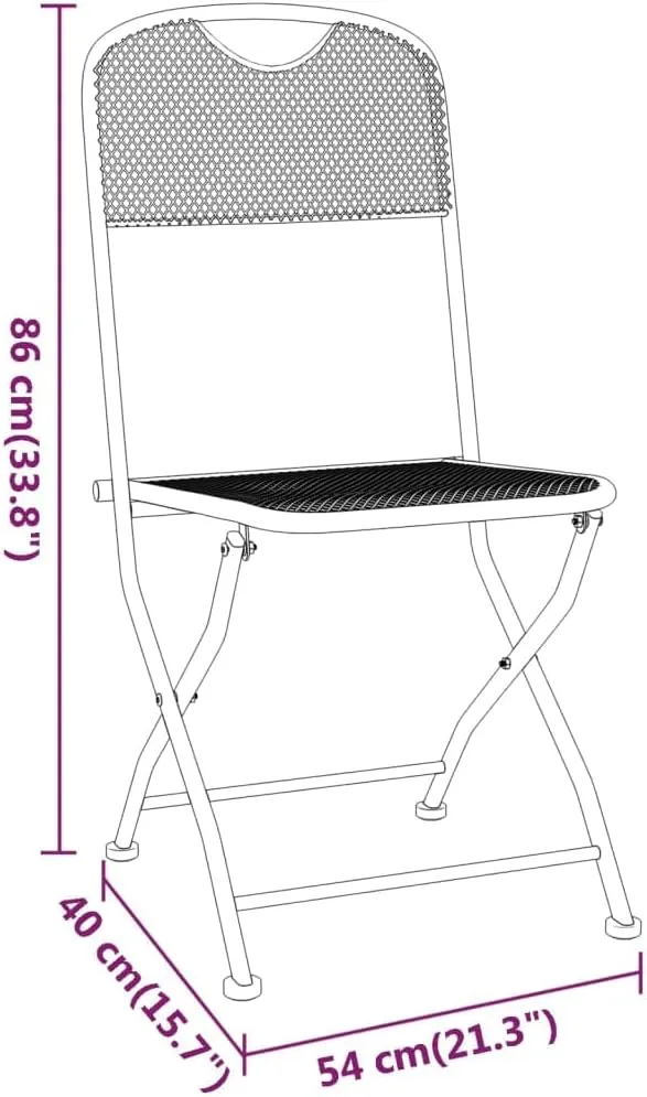 Folding Patio Chairs 2-Pack Anthracite Outdoor Furniture with Expanded Metal Mesh Foldable Lounge Chairs for Camping Beach Backyard (21.3"x15.7"x33.9")