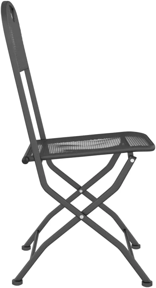 Folding Patio Chairs 2-Pack Anthracite Outdoor Furniture with Expanded Metal Mesh Foldable Lounge Chairs for Camping Beach Backyard (21.3"x15.7"x33.9")