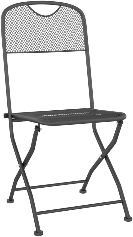 Folding Patio Chairs 2-Pack Anthracite Outdoor Furniture with Expanded Metal Mesh Foldable Lounge Chairs for Camping Beach Backyard (21.3"x15.7"x33.9")