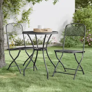 Folding Patio Chairs 2-Pack Anthracite Outdoor Furniture with Expanded Metal Mesh Foldable Lounge Chairs for Camping Beach Backyard (21.3"x15.7"x33.9")