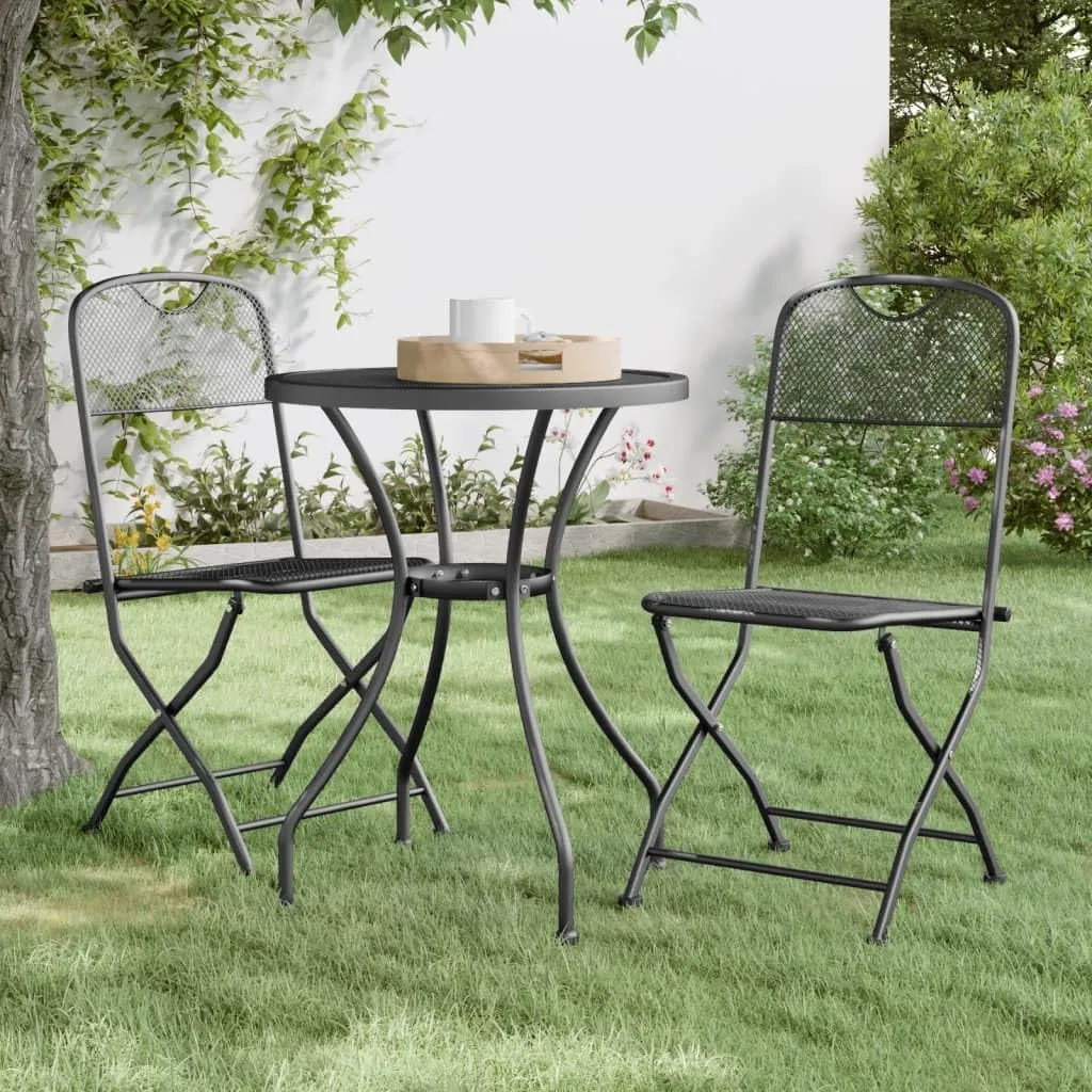 Folding Patio Chairs 2-Pack Anthracite Outdoor Furniture with Expanded Metal Mesh Foldable Lounge Chairs for Camping Beach Backyard (21.3"x15.7"x33.9")