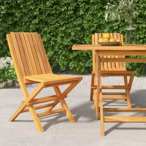 Folding Patio Chairs 2 pcs Teak Wood Outdoor Chairs 18.5"x18.5"x35" Folding Garden Chairs for Outdoor Dining, Beach, and Patio Furniture, Weather-Resistant, Comfortable Seating