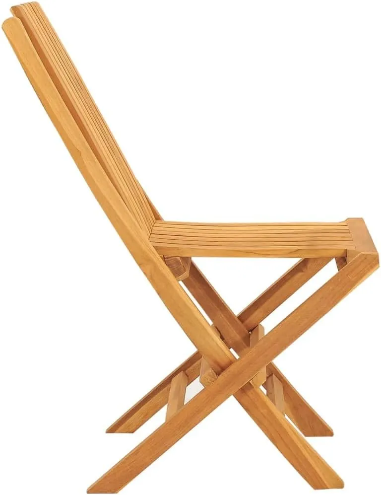 Folding Patio Chairs 2 pcs Teak Wood Outdoor Chairs 18.5"x18.5"x35" Folding Garden Chairs for Outdoor Dining, Beach, and Patio Furniture, Weather-Resistant, Comfortable Seating