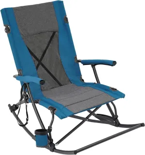 Folding Rocking Camping Chair with Foot Rest, Portable Rocker Chair for Patio, Lawn and Outdoors, Heavy Duty Foldable Outdoor Chair for Adults Supports 330lbs