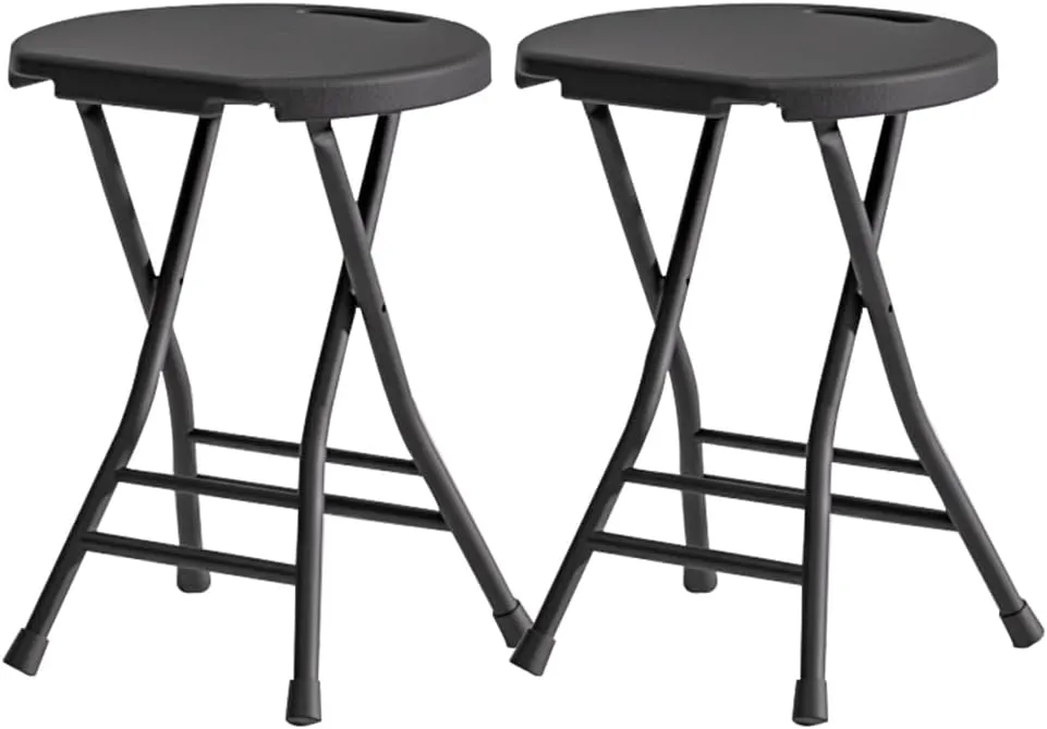 Folding Stool with Handle,2 Pack 18/24in Folding Chair Foldable Bar Stool with Non-Slip Feet,Portable Collapsible Stool for Camping Adults (18in 2Pack D)