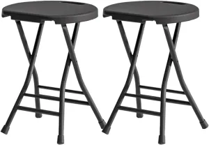 Folding Stool with Handle,2 Pack 18/24in Folding Chair Foldable Bar Stool with Non-Slip Feet,Portable Collapsible Stool for Camping Adults (18in 2Pack D)
