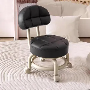 Footstool Swivel Stool Small Low Rolling Stool Work Stool backrest 360° Rolling Stool Low Stool with Wheels Rotating Workshop Stool(Braun) (Dark Grey) (Black)