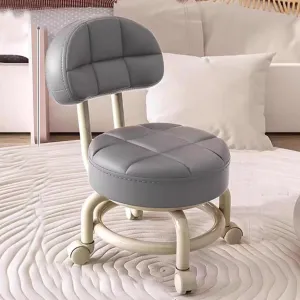 Footstool Swivel Stool Small Low Rolling Stool Work Stool backrest 360° Rolling Stool Low Stool with Wheels Rotating Workshop Stool(Braun) (Dark Grey) (Dark Grey)