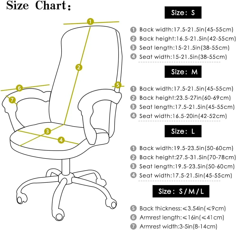 FORCHEER Office Chair Cover Water Repellent Jacquard Armrest Swivel Chair Slipcovers Removable Stretch Universal Computer Chair Cover M with Chair Arm Cover 2P-Army Green