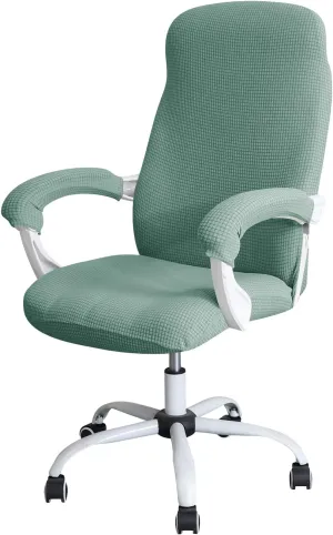 FORCHEER Office Chair Cover Water Repellent Jacquard Armrest Swivel Chair Slipcovers Removable Stretch Universal Computer Chair Cover M with Chair Arm Cover 2P-Army Green