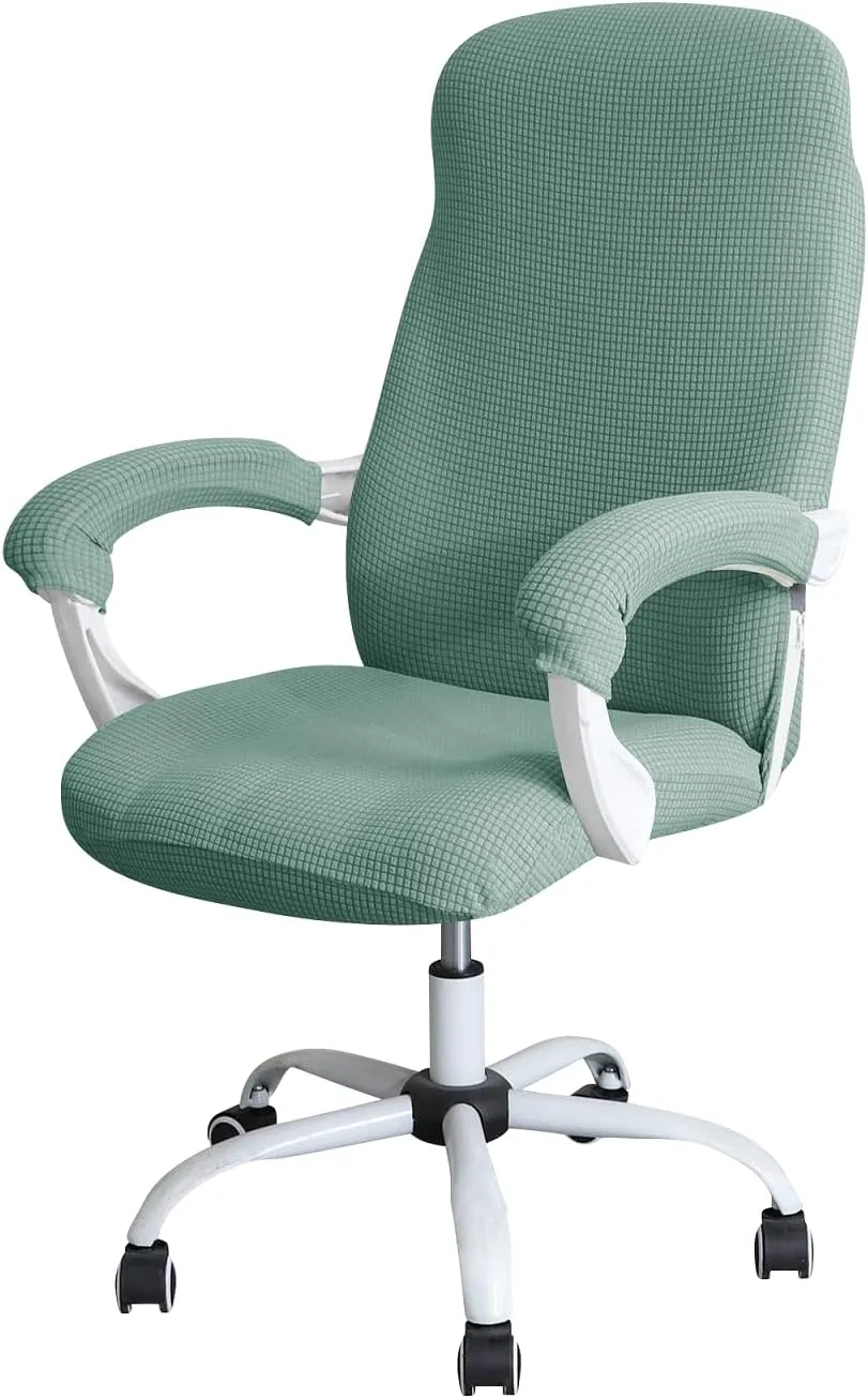 FORCHEER Office Chair Cover Water Repellent Jacquard Armrest Swivel Chair Slipcovers Removable Stretch Universal Computer Chair Cover M with Chair Arm Cover 2P-Army Green