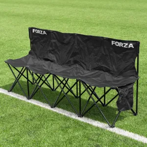 FORZA Portable Aluminum Team Benches - 4 Seat, 6 Seat & 8 Seat Benches Available | Folding Chairs for Substitutes | Subs Bench for Soccer | Carry Bag Included (4-Seater Pro, Without Shelter)