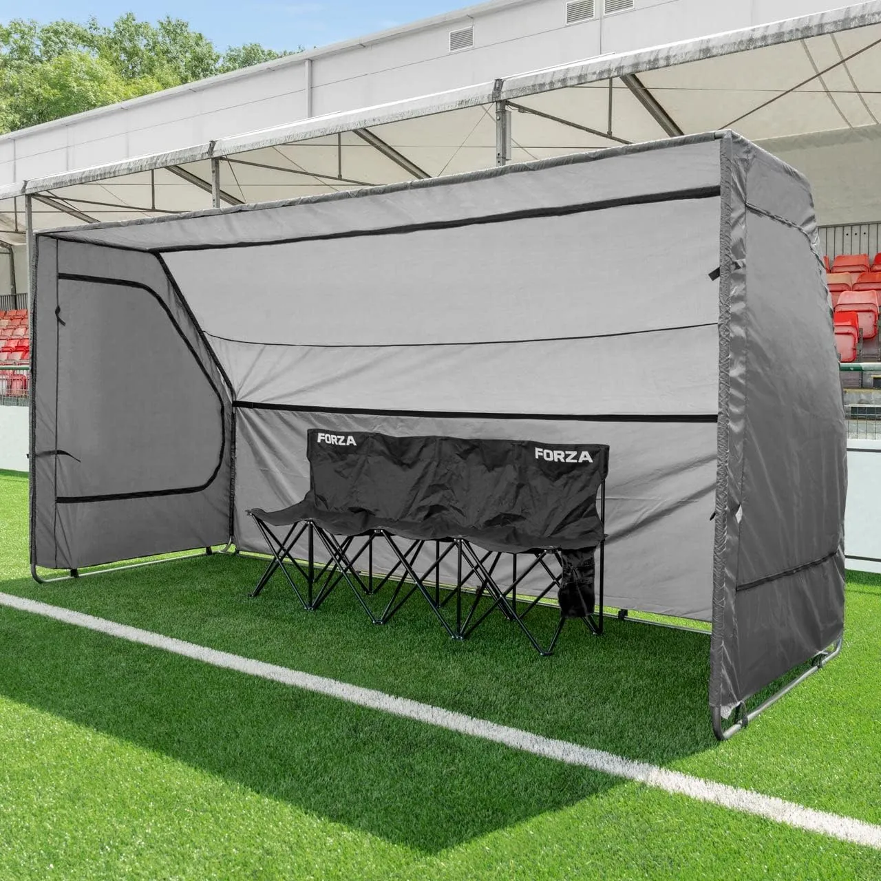 FORZA Portable Aluminum Team Benches - 4 Seat, 6 Seat & 8 Seat Benches Available | Folding Chairs for Substitutes | Subs Bench for Soccer | Carry Bag Included (4-Seater Pro, Without Shelter)
