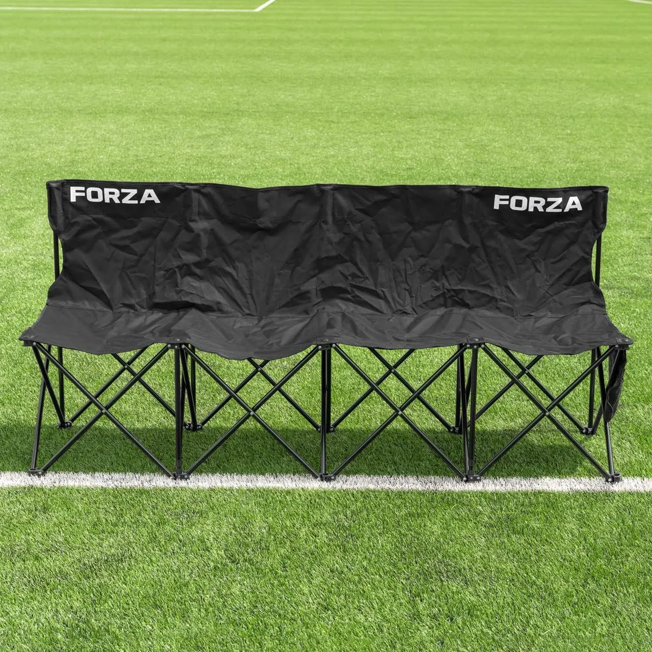 FORZA Portable Aluminum Team Benches - 4 Seat, 6 Seat & 8 Seat Benches Available | Folding Chairs for Substitutes | Subs Bench for Soccer | Carry Bag Included (4-Seater Pro, Without Shelter)