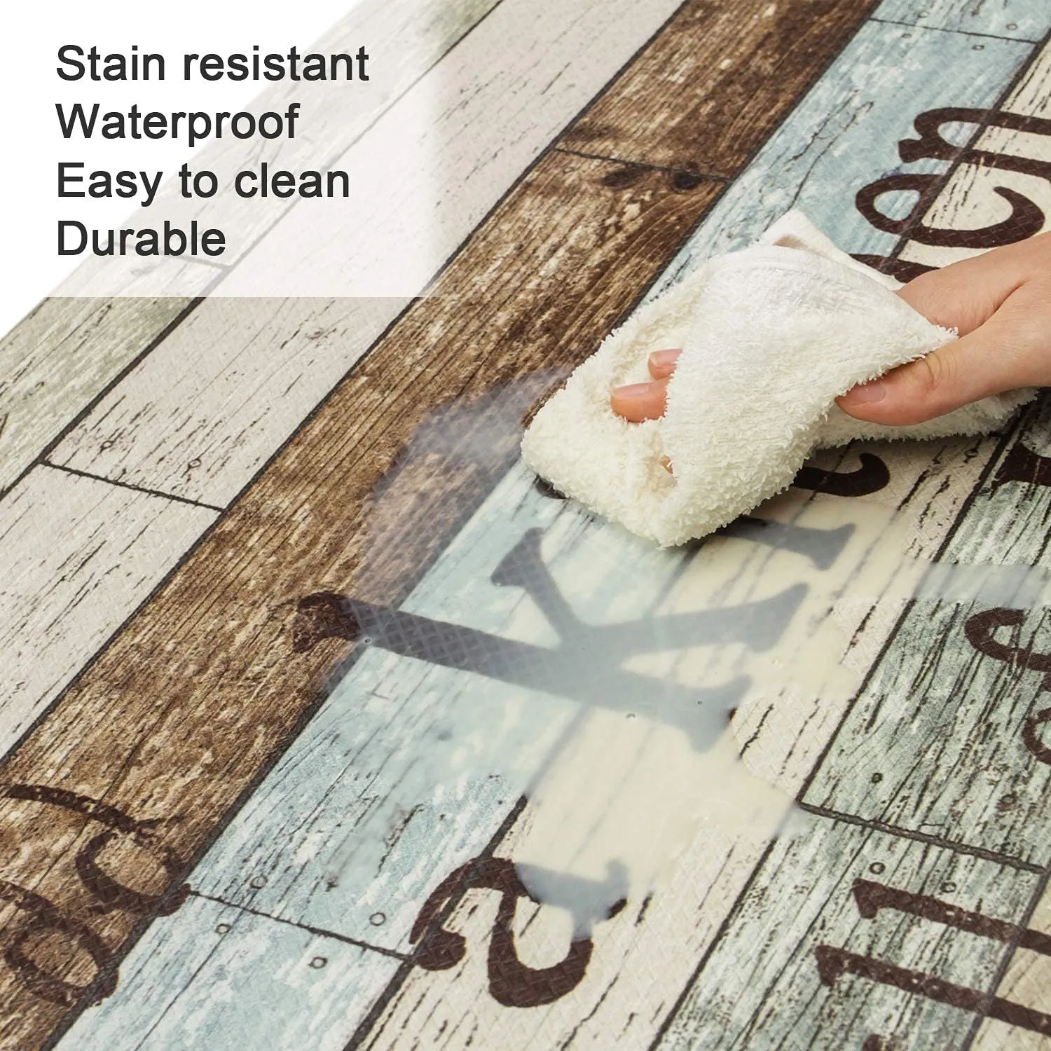 FRESHMINT Farmhouse Kitchen Mats Sets 2 Piece Cushioned Comfort Mat for Home & Office Ergonomically Engineered Memory Foam Kitchen Rug Waterproof Non-Skid, 30" by 17"   47" by 17",Happiness