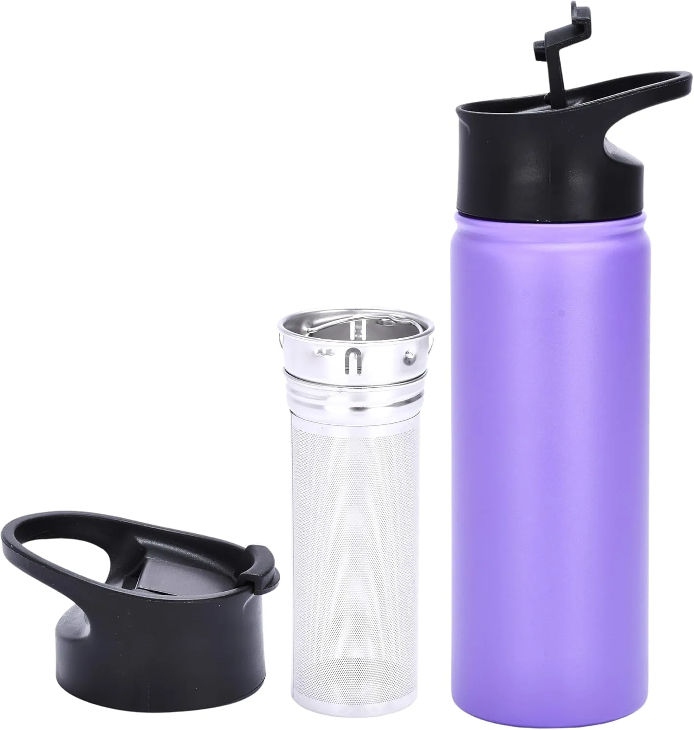 Fruit Infuser Water Bottle - 17oz - BPA-Free Double Walled Stainless Steel Tumbler - Leak-Proof Thermos with Top Loading Infuser and Flavored Water for Outdoor Activities - Purple