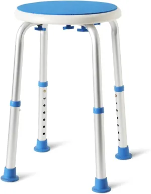 FSA HSA Round Shower Stool for Inside Shower, Adjustable Shower Chair, Tool-Free Shower Seat for Inside Tub, Bath Chair for Elderly/Pregnant