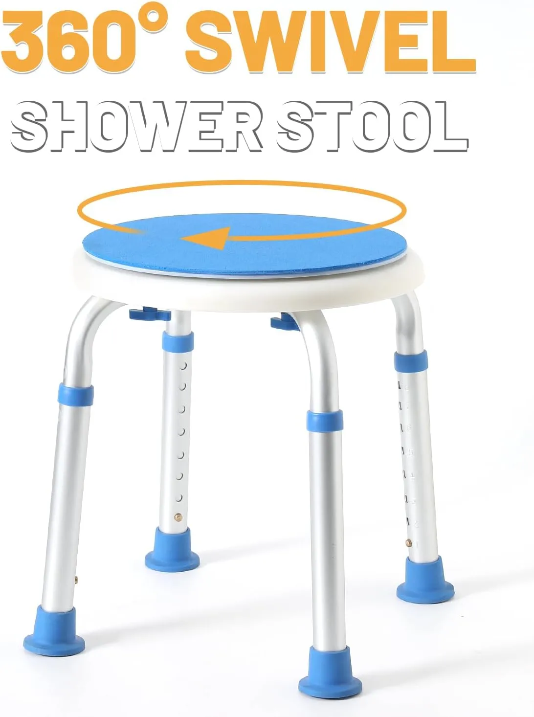 FSA HSA Swivel Stool - Adjustable Shower Seat for Inside Tub, Tool-Free Bath Chair for Elderly/Pregnant