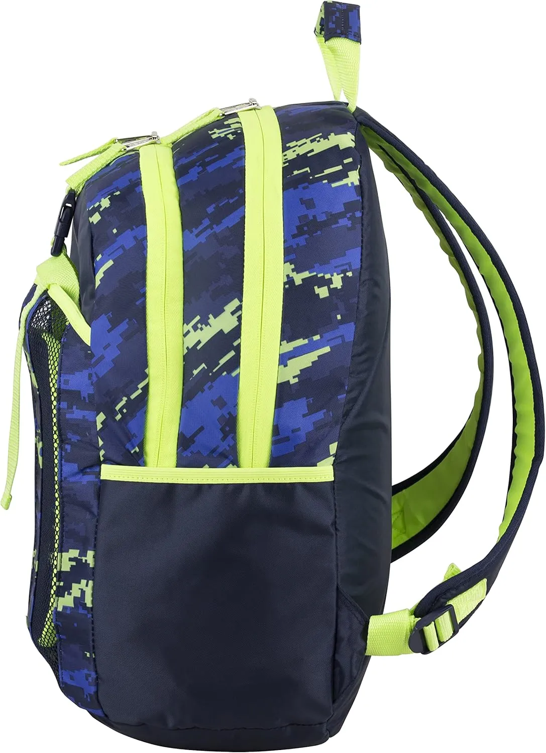 FUEL Lunch Backpack Set Teens Student Water Resistant Bookbag Bag Soft Reusable Insulated Cooler Lunch Box Thermal Travel Office Lunch Bag, Blue w/Neon Digital