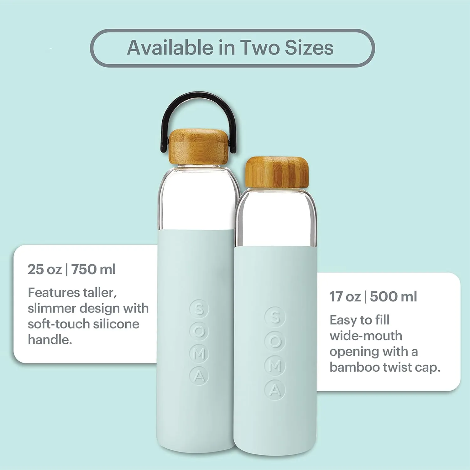 Full Circle Home V.2 17 oz. Glass Water Bottle - Mint - DTC