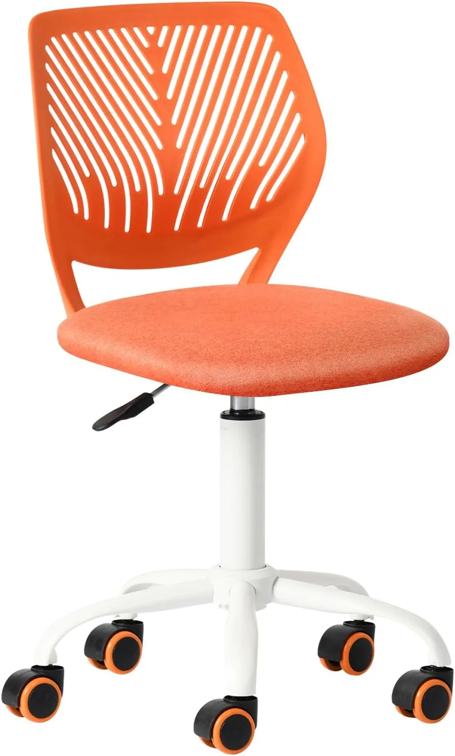 FurnitureR Desk Chair Cute Ergonomic for Teens Boys Girls Youth Students, Chic Stylish Low-Back Armless Study Writing Swivel Fabric Seating with Adjustable Height, Citrus Orange