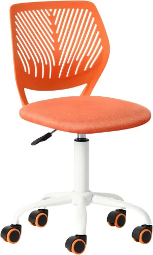 FurnitureR Desk Chair Cute Ergonomic for Teens Boys Girls Youth Students, Chic Stylish Low-Back Armless Study Writing Swivel Fabric Seating with Adjustable Height, Citrus Orange