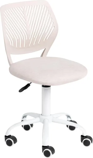 FurnitureR Kids Study Desk Chair, Small Computer Task Chair for Student Ergonomic Mid Back Adjustable, Fabric Armless Cute Rolling Swivel Children Office Chair Writing Chair, Beige