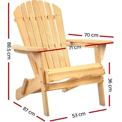 Gardeon Outdoor Furniture Beach Chair Wooden Adirondack Patio Garden Lounge