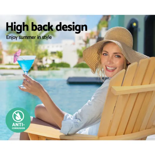 Gardeon Outdoor Furniture Beach Chair Wooden Adirondack Patio Garden Lounge