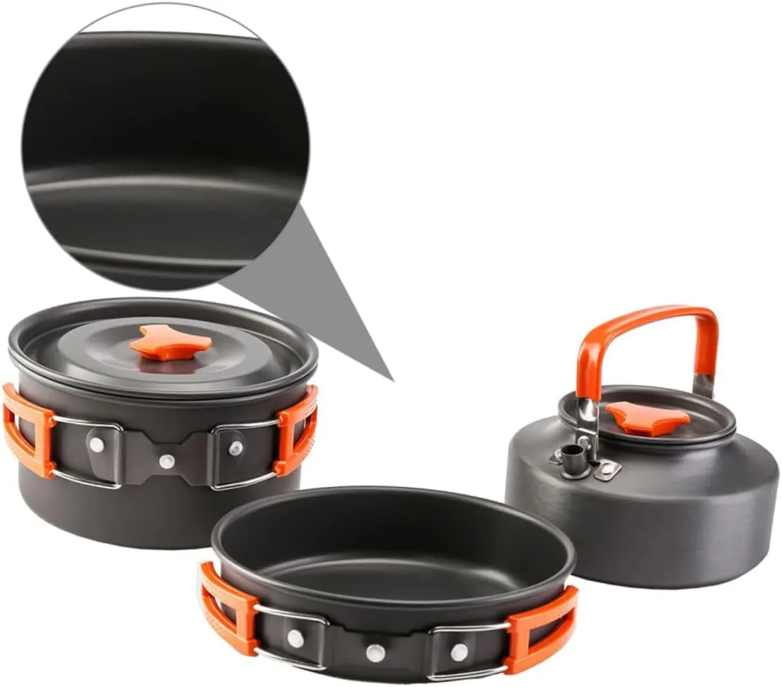Garneck 1 Set Portable Outdoor Camping Cookware Aluminium Alloy Cooking Pot for People and Camping Utensils for Hiking and Backpacking