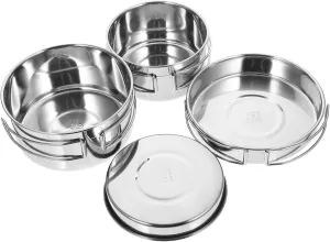 Garneck Camping Pot Pan Set Stainless Steel 4pc Cooking Utensils Ideal for Hiking Backpacking