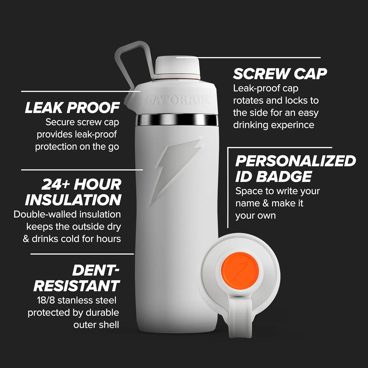Gatorade 'Overtime' 22oz Stainless Steel Water Bottle