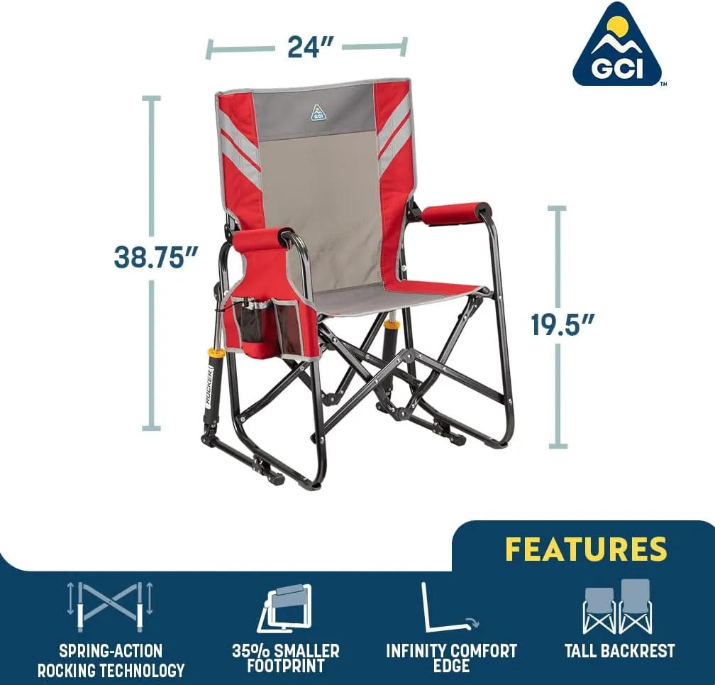 GCI Outdoor Stowaway Rocker - Varsity Gray/White