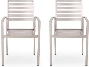 GDFStudio Outdoor Modern Aluminum Dining Chair (Set of 2), Silver