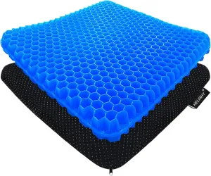 Gel Seat Cushion for Long Sitting - 1.65inch Double Thick Cooling Egg Seat Cushion for Back, Hip, Sciatica, Coccyx, Tailbone Pain Relief - Office Chair Car Seat Cushion – Wheelchair Cushions