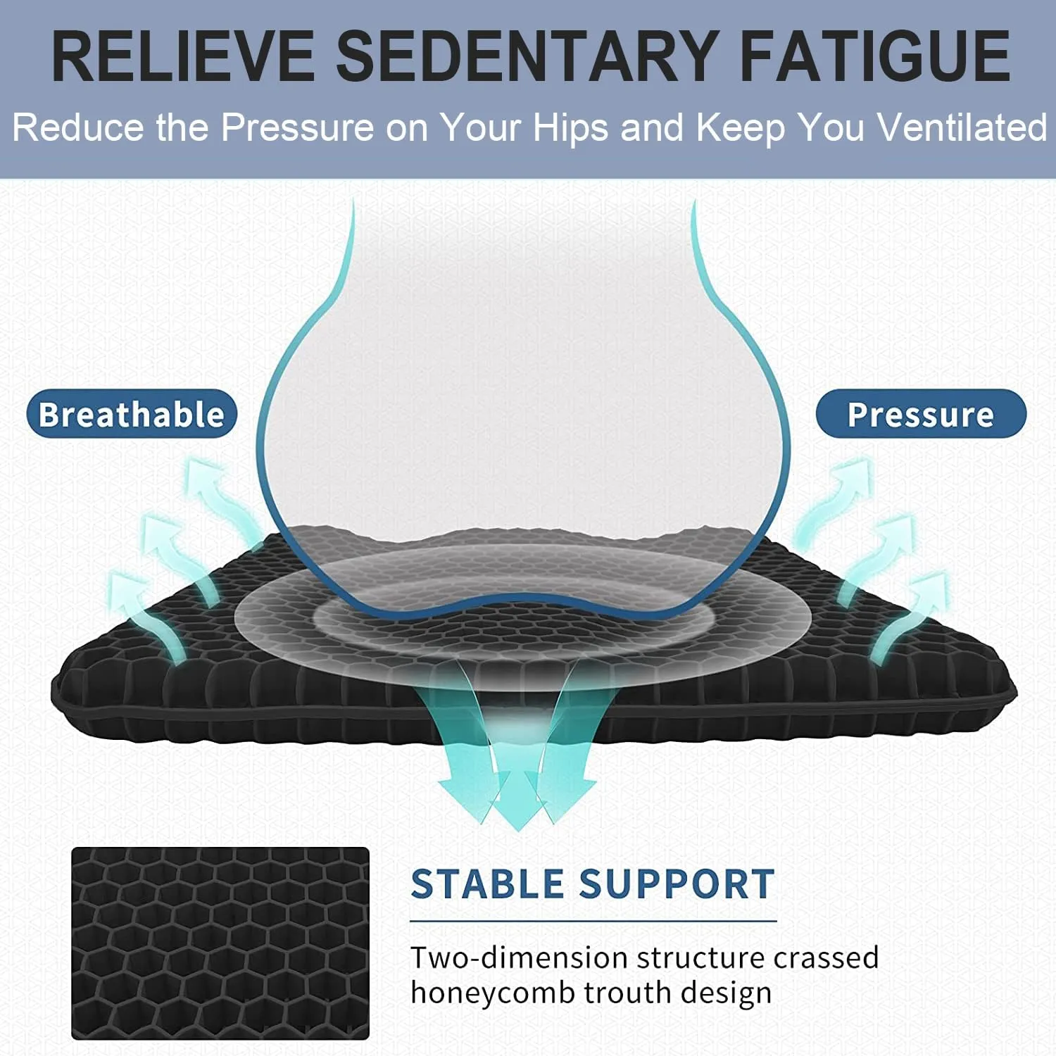 Gel Seat Cushion for Long Sitting Pressure Relief - Non-Slip Gel Chair Cushion for Back, Sciatica, Tailbone Pain Relief - Seat Cushion for Office Desk Chair, Car Seat – Wheelchair Cushions