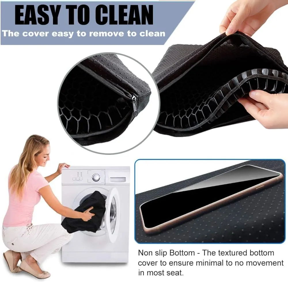 Gel Seat Cushion for Long Sitting Pressure Relief - Non-Slip Gel Chair Cushion for Back, Sciatica, Tailbone Pain Relief - Seat Cushion for Office Desk Chair, Car Seat – Wheelchair Cushions
