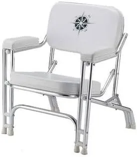 GEN3 Marine Padded Aluminum Deck Chair White Vinyl with Compass Logo
