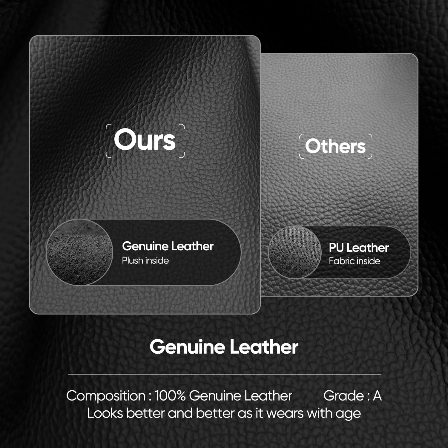 Genuine Leather Office Chair, Padded Executive Desk Chair with Arms and Wheels, Modern Rolling Leather Desk Chairs with Lumbar Support, Ergonomic Computer Chairs with Aluminum Arms and Base