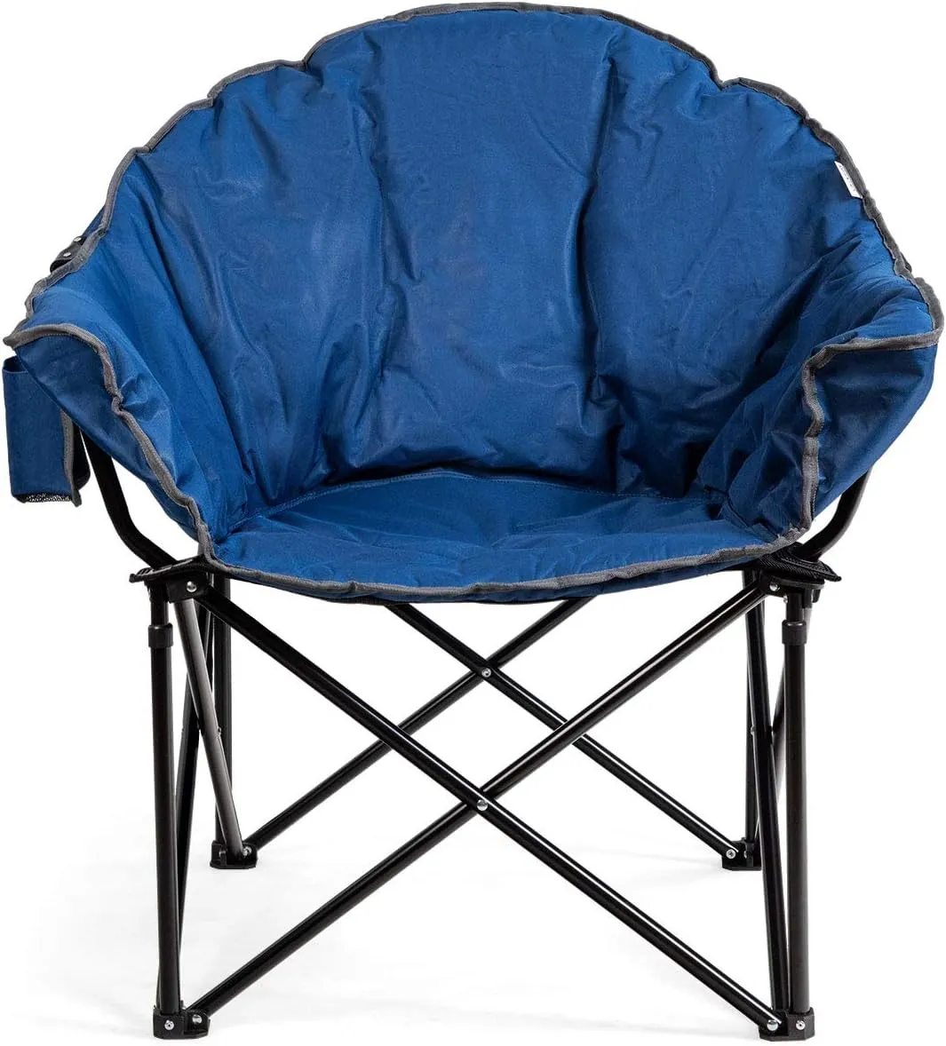Giantex Portable Camping Chair, Moon Saucer Chair, Outdoor Folding Chair with Soft Padded Seat, Lawn Chair with Cup Holder and Carry Bag (Navy)