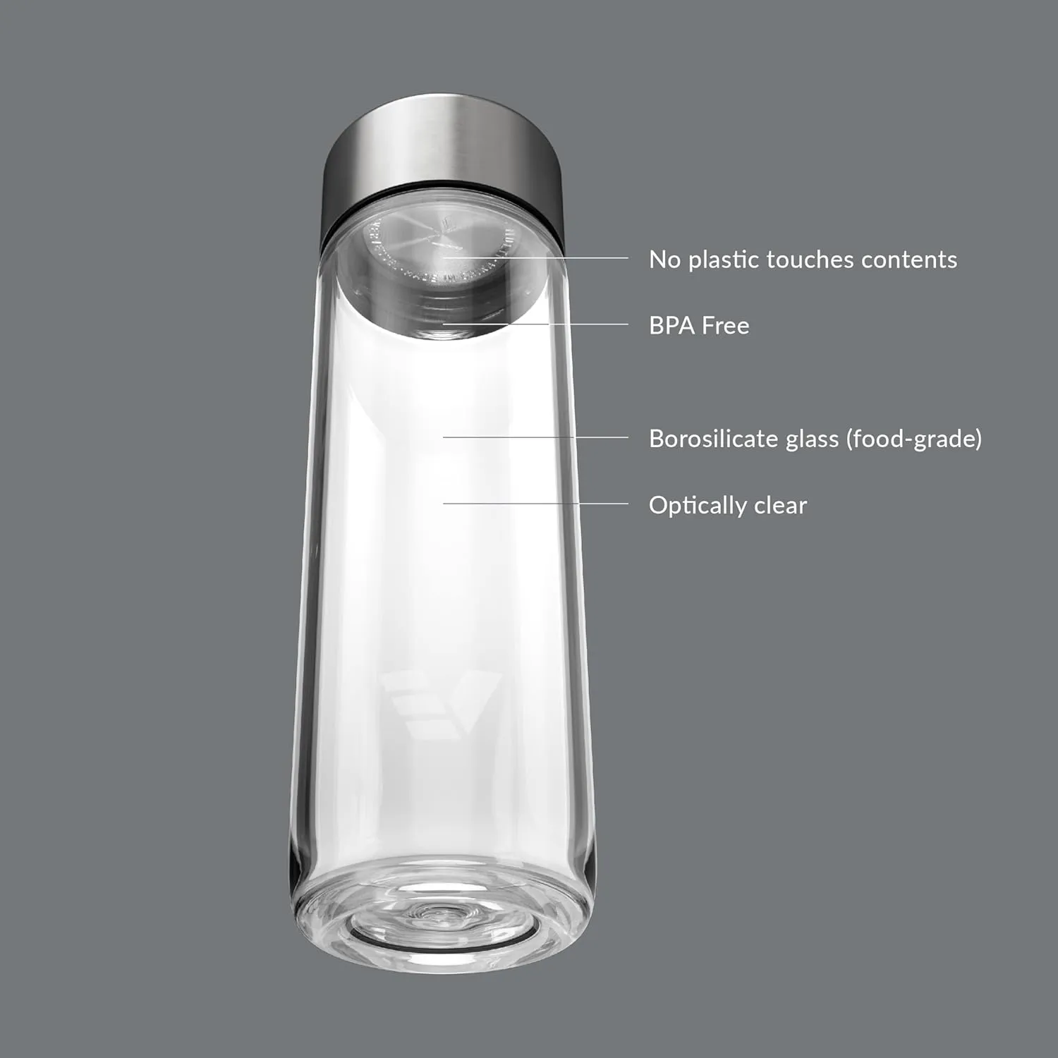 Glass Water Bottle 20oz - Non-insulated | Borosilicate Glass | Dishwasher Safe | No Plastic Touches Contents | A pure drinking experience