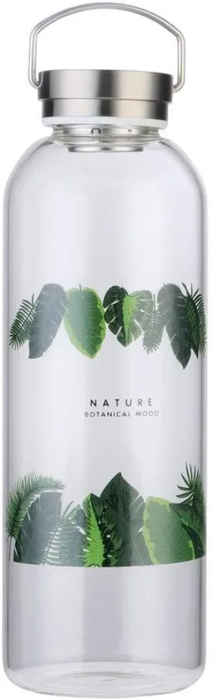Glass Water Bottle 64 oz LeakProof Lid Neoprene Sleeve Wide Mouth Portable Reusable Eco Friendly