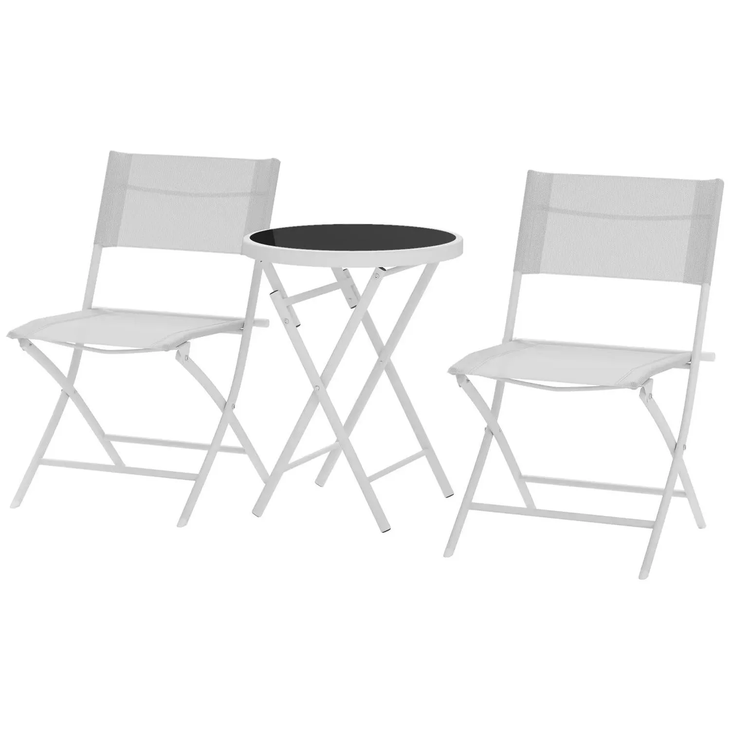 Glass White Bistro Top Folding Act fast Outsunny Protecting With Table Set, 2 Pieces Exclusive discounts Chairs Outdoor 3 And Feet,