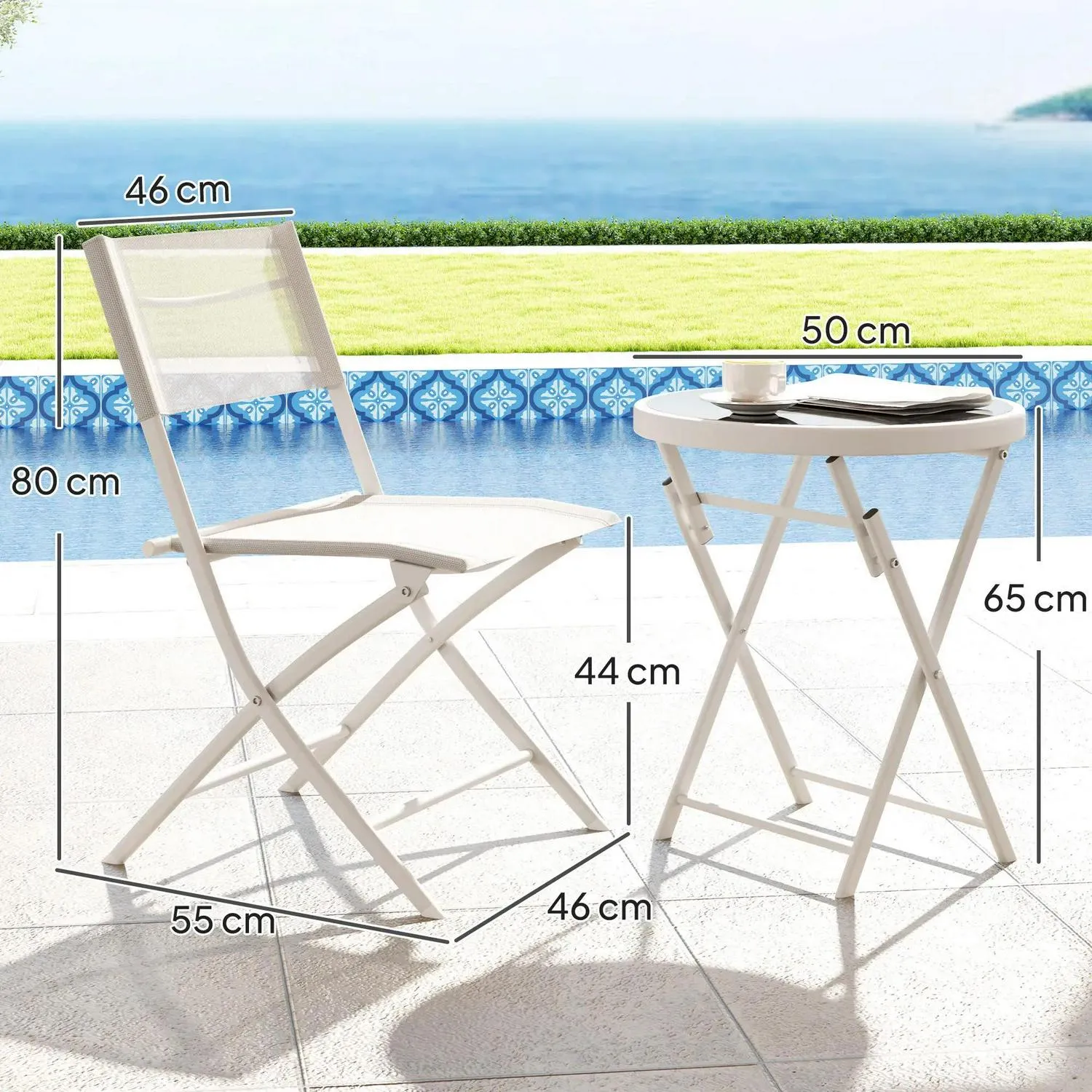 Glass White Bistro Top Folding Act fast Outsunny Protecting With Table Set, 2 Pieces Exclusive discounts Chairs Outdoor 3 And Feet,